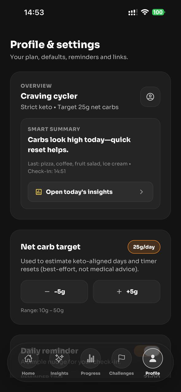 AI Diet Buddy Profile and Settings